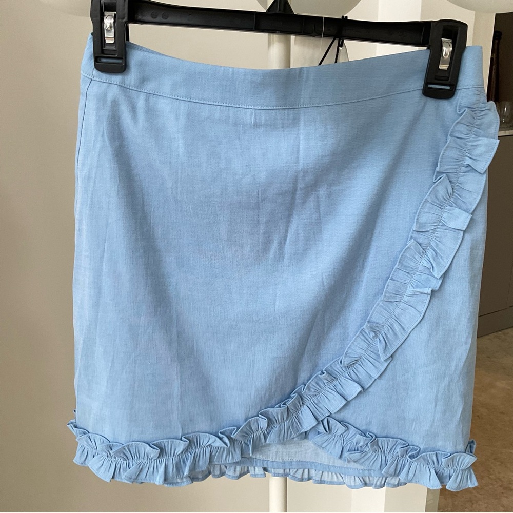 Lost and Wander Light Blue Ruffle Mini Skirt